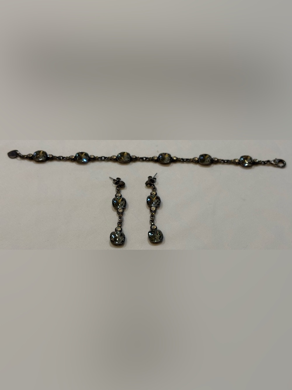 Crystal Drop Dangle Earrings in Gunmetal Grey